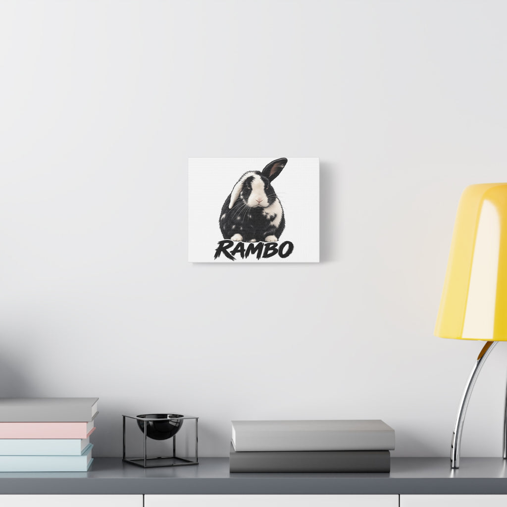 Rambo Black and White Rabbit Canvas Wall Art