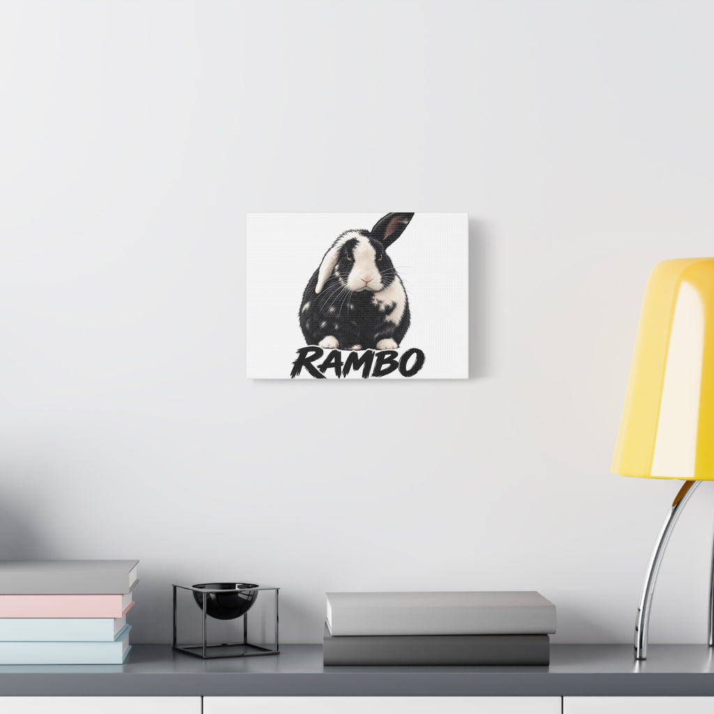 Rambo Black and White Rabbit Canvas Wall Art