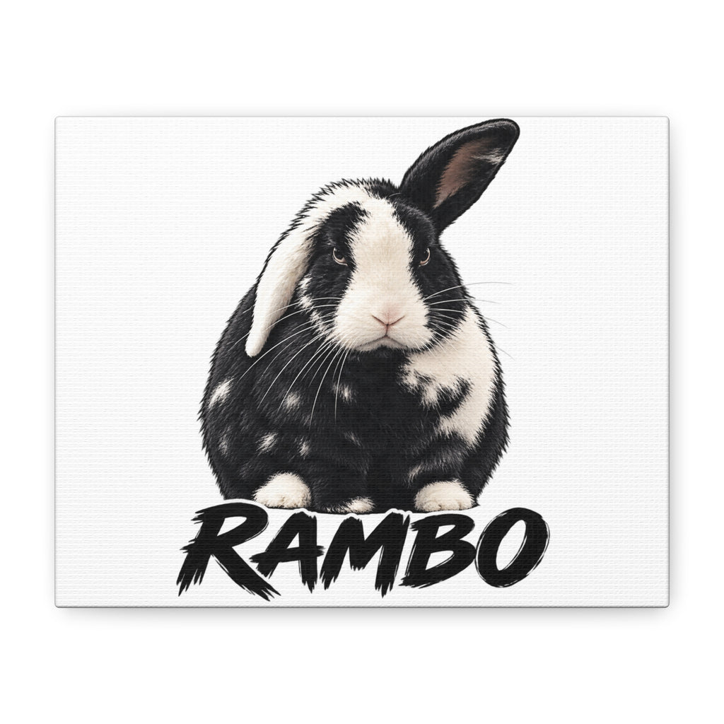 Rambo Black and White Rabbit Canvas Wall Art
