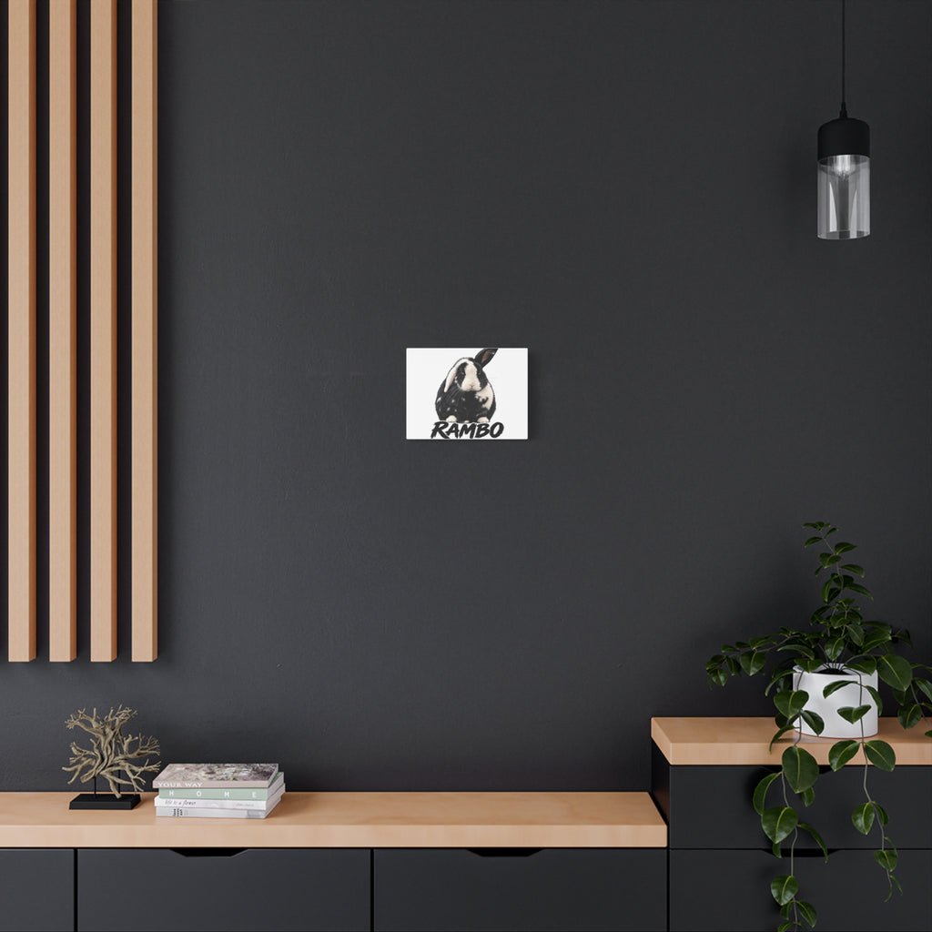 Rambo Black and White Rabbit Canvas Wall Art