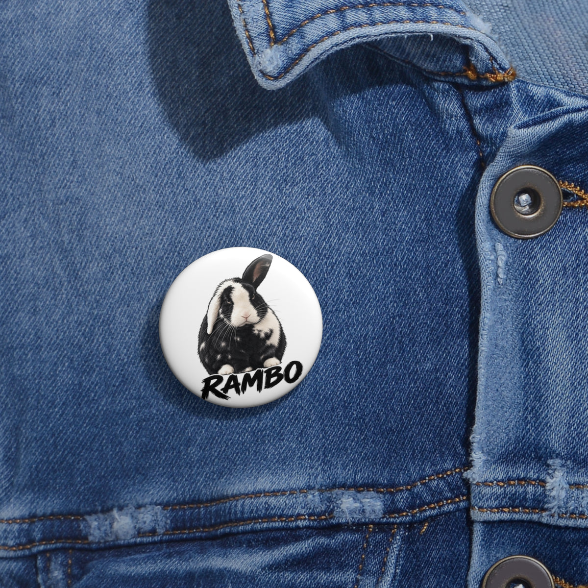 Rambo Bunny Pin Button