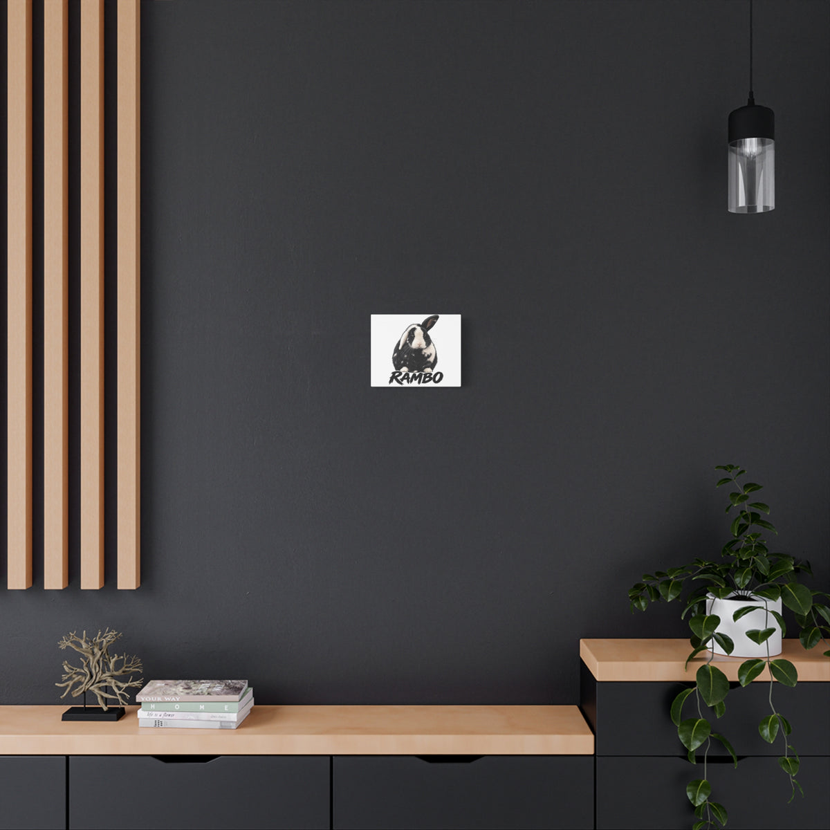 Rambo Black and White Rabbit Canvas Wall Art