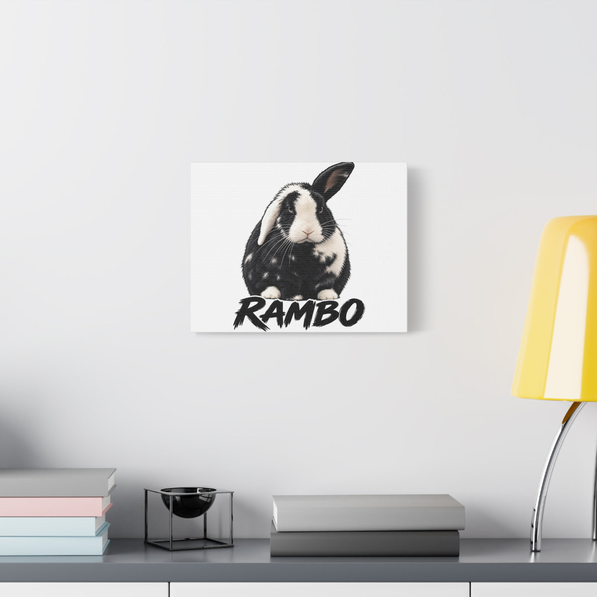 Rambo Black and White Rabbit Canvas Wall Art